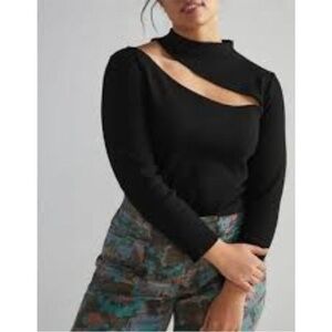 Anthropologie Black Cut-Out Sweater